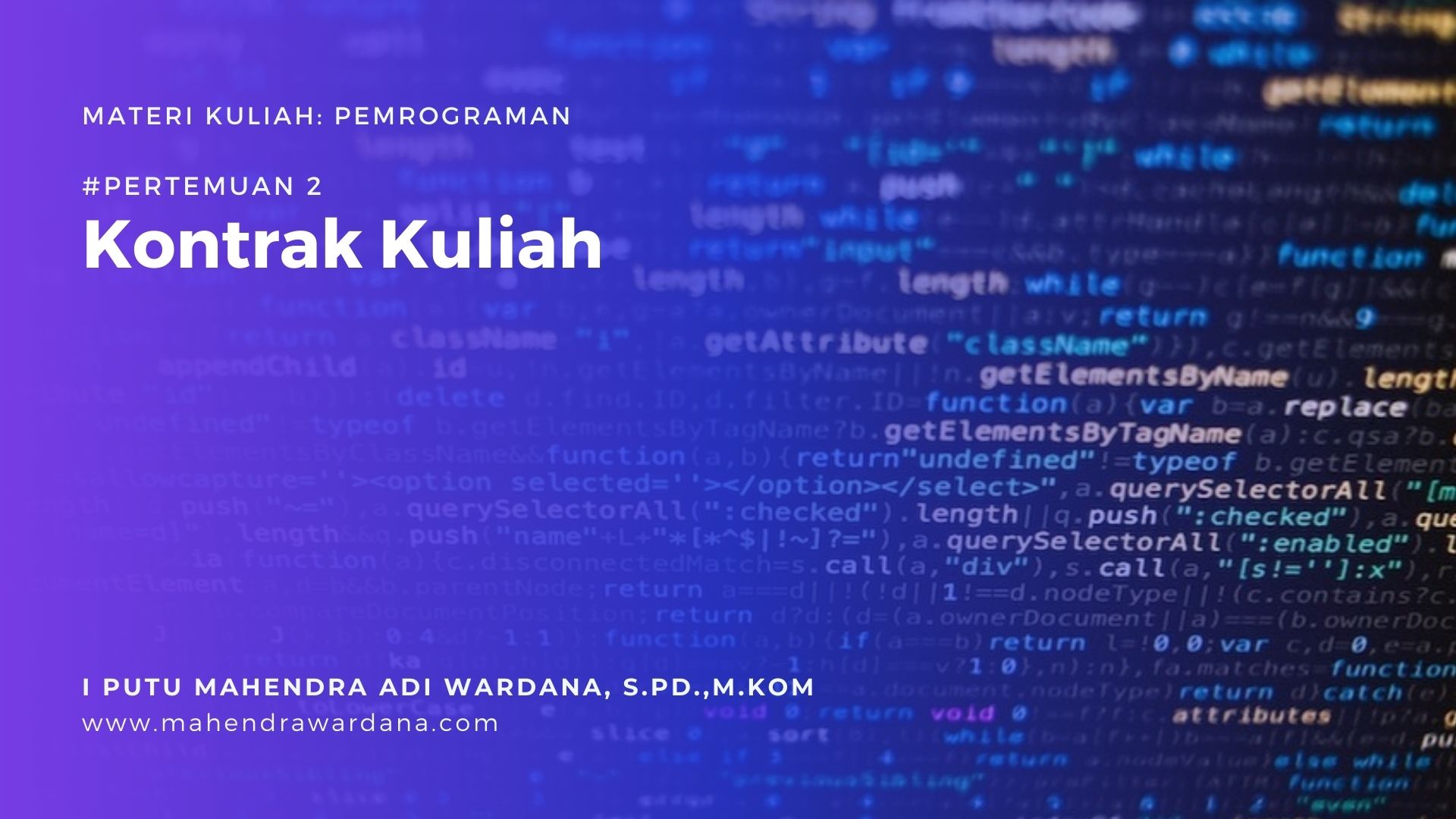 Pertemuan 1 - Kontrak Kuliah