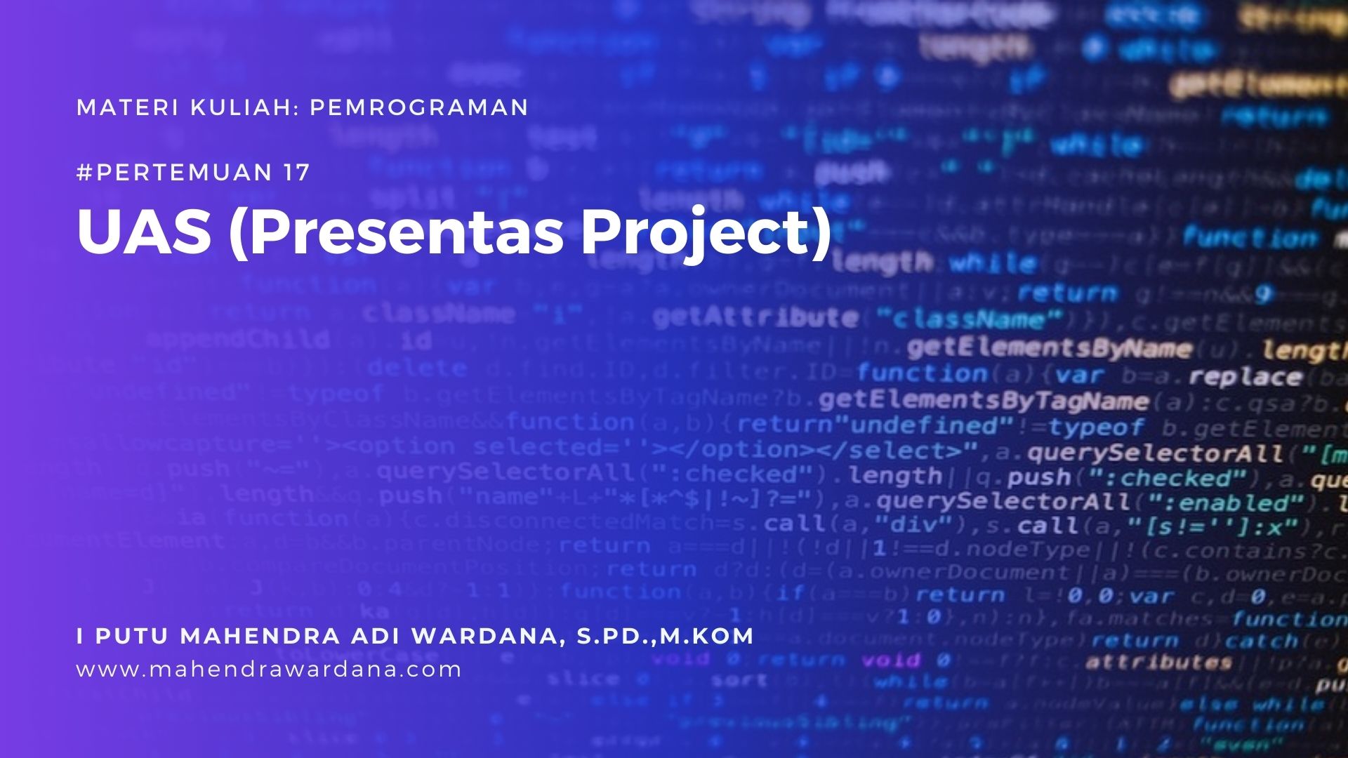 Pertemuan 16 - UAS (Presentas Project)